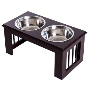 Bol Dublu inaltat pentru Caini – Inox & MDF