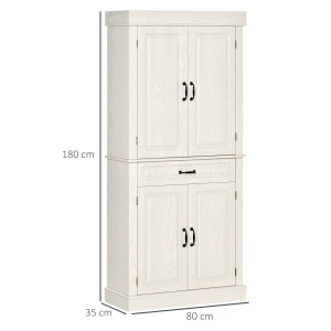 Bufet Bucatarie – Stil Colonial Lemn Alb 80×35×180 cm - Img 3