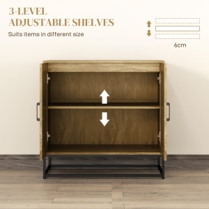 Bufet Bucătărie, Dulap Depozitare cu 2 Nivele și Raft Reglabil, Mobilier Pal Melaminat Lemn Natural, 80×40×78 cm - Img 5