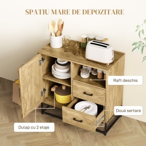Bufet cu 2 Sertare si Raft Metalic 80×40×78 cm - Img 4