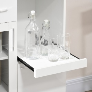 Bufet modern cu dulapuri si sertar, dulap de bucatarie cu economie de spatiu din lemn si sticla 60x40x95cm, alb - Img 8