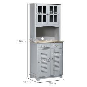 Bufet pentru Bucatarie, Mobilier din MDF, Dulap de Bucatarie in Stil Clasic, Gri, 68x39.5x170 cm - Img 3