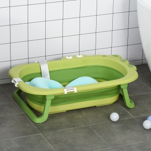 Cadita de Baie Plianta pentru Copii 0-3 Ani cu Perna Verde - Img 2