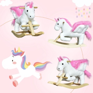 Cal tip Balansoar Unicorn cu Musica din Metal si Lemn 65x32x55cm - Img 5