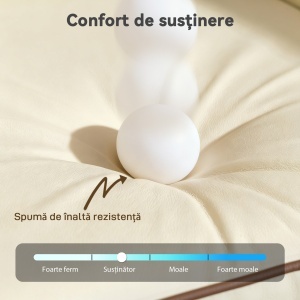 Canapea 2 Locuri Tapițată din Piele Artificială cu Margini Contrastante, Canapea de Sufragerie cu Perne Groase, 2 Perne Detasabile și Lavabile, Brațe și Buzunare Laterale, 136x81x90 cm, Bej - Img 4
