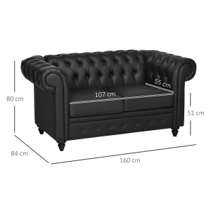 canapea cu doua locuri, piele sintetica,160x84x80 cm - Img 3