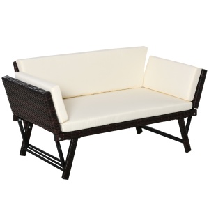 canapea/sezlong gradina 2 locuri, 129x66x67cm, alb