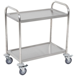 Carucior Pentru Bauturi Racoritoare de Bucatarie 2 Rafturi in Otel Inox 71x41x81cm - Img 1