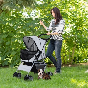 Carucior Pliabil pentru Caini 75×45×97 cm – Gri - Img 2