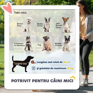 Cărucior Pliabil pentru Câini până la 10 kg cu Copertină Împotriva Ploii, 75x45x97 cm, Gri - Img 4