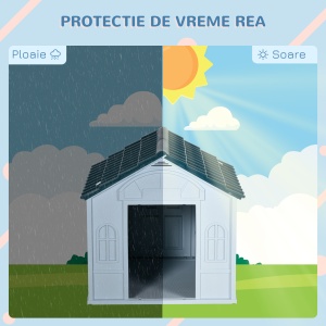 Casa din plastic pentru caini de talie mare, cu protectie pentru orice vreme, albastru, 65 x 75.7 x 63 cm; - Img 4