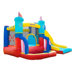 Castel Gonflabil 4 in 1 pentru Copii de la 3 la 8 ani cu Tobogan, Trambulina, Piscina si Pompa inclusa, 265x260x200cm