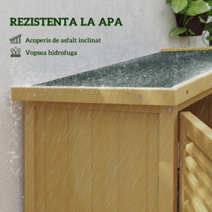 Casuta de Gradina cu Acoperis Impermeabil, pentru Depozitarea Uneltelor, 87x46.5x160 cm, Galben - Img 4
