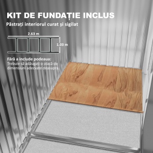 Casuta Gradina Gri 277×191×192 cm – Din Lamiera de Fier - Img 6