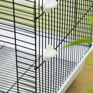 Colivie Metalica 39×33×47 cm – Alb, cu Tava, Cuiere & Leagan - Img 9