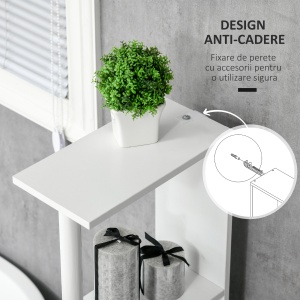 Coloana de baie cu 2 rafturi si 2 dulapuri, dulap de baie cu economie de spatiu mare din MDF, 15,2x29,8x118cm, alb si lemn - Img 6