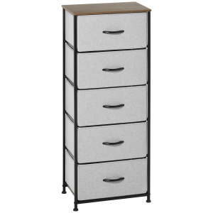 Comoda 5 sertare in stil industrial, comoda pentru dormitor cu sertare detasabile din material textil, lemn si otel, 45x30x116cm - Img 1