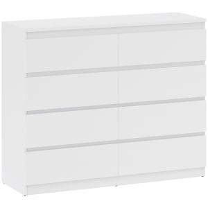 Comodă 8 Sertare cu Mânere Canelate 120x39x100 cm Alb - Img 1