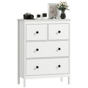 Comodă cu 4 Sertare pentru Dormitor din Lemn 74x35x97 cm Alb