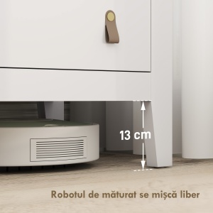 Comodă cu 4 Sertare și Mânere din Piele Ecologică Albă - Img 8