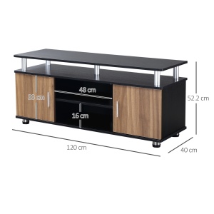 Comodă cu Suport TV cu Dulap și Etajere, Dulăpior pentru Salon și Sufragerie, 120x40x52.2 cm, Negru - Img 3