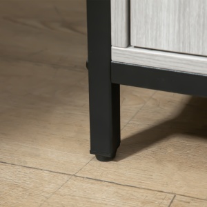 Comoda moderna din lemn cu rafturi, 100x34x87.2cm, gri deschis - Img 9