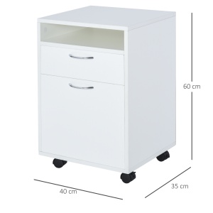 comoda pentru birou, cu roti, 40x35x60cm, alba - Img 3