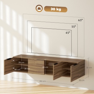 Comodă TV de până la 65" Stil Industrial cu 3 Dulapuri, Maro - Img 3