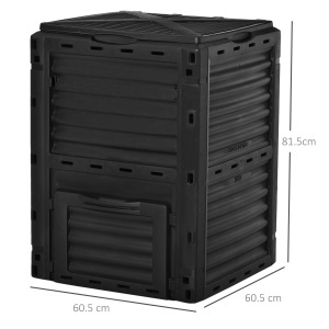 Compostor Gradina – 300L, Plastic Negru cu Capac Blocabil - Img 3