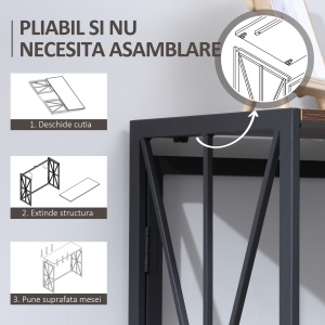 Consola cu cadru metalic pentru sufragerie, intrare, maro - Img 6