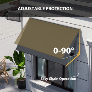 Copertină cu Braț Pliabil, cu Deschidere Manuală, Copertină Basculantă cu Protecție UV30+, 150x120 cm, Gri Închis - Img 5