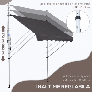Copertina cu manivela, cadru telescopic si unghi reglabil, negru - Img 4