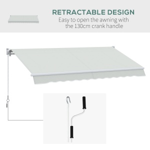 Copertina pentru soare cu brate si actionare manuala, din aluminiu si poliester pentru exterior, 295x200 cm, alb crem - Img 5