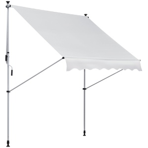 Copertina pentru soare pentru exterior tip rulou cu manivela, inaltime si unghi reglabil, 200x150cm, alb - Img 1