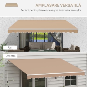 Copertină Pliabilă pentru Exterior, Copertină Tip Roll-Up cu Deschidere Manivelă, 350x250 cm, Galben - Img 5