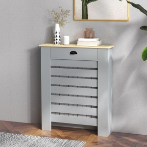 Copertură pentru Calorifer din MDF cu Sertar, 78x19x95.5 cm, Gri - Img 2