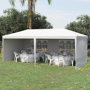 Cort de gradina pliabil pentru petreceri si evenimente cu panouri detasabile, otel si PE, 5,85x2,95 m, alb - Img 2