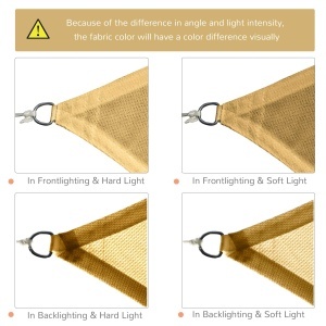 Cort Parasolar Dreptunghiular pentru Exterior cu Protecție UV Respirabil cu Frânghii de Fixare, 3x4 m, Bej - Img 7