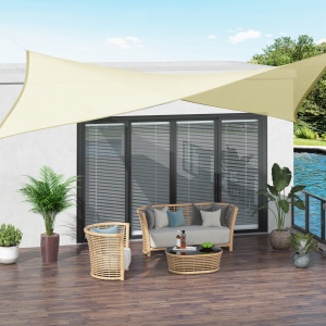 Cort Parasolar Pătrat din HDPE, Crem, 3x4m - Img 2