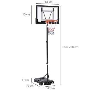 Cos de Basket cu Înaltime reglabila 160-210 cm din otel si baza cu roti - Img 3