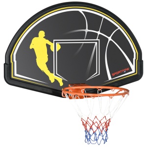 Cos de Basket pentru copii si adulti de interior si exterior din otel si PE, 110x90x70 cm, Negru si Galben