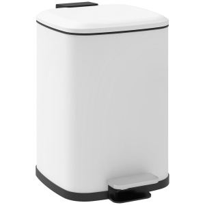 Coș de Gunoi de 12L cu Pedală, Închidere Silențioasă, din Metal și Plastic PP, 24,5x32x34,5 cm, Alb - Img 1