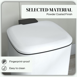 Coș de Gunoi de 12L cu Pedală, Închidere Silențioasă, din Metal și Plastic PP, 24,5x32x34,5 cm, Alb - Img 6