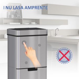 Cos Gunoi Inteligent 72 L – Inox, 3 Compartimente & Senzor - Img 5