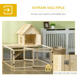 Cotet din molid cu tava detasabila, 3 usi si zona exterioara, 151,5x106x97 cm, culoare lemn - Img 5