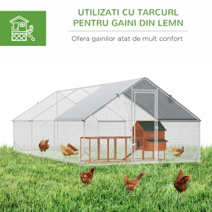 Cotet Gaini Aer Liber – Tarc Zincat cu Plasa & Acoperis Impermeabil - Img 5