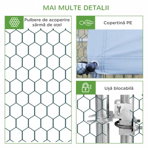Cotet Gaini Exterior – Cadru Zincat cu Plasa & Acoperis - Img 7