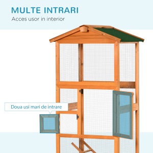 Cotet pentru Păsări Exterior din Lemn cu 2 Uși și Tava Extensibilă 68×63×165 cm - Img 5