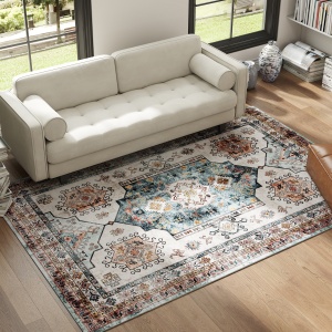 Covor Vintage Antiderapant și Lavabil cu Fir Scurt 230x160cm Multicolor - Img 2