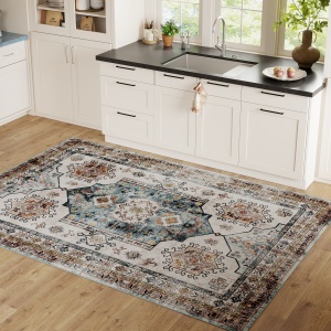 Covor Vintage Antiderapant și Lavabil cu Fir Scurt 230x160cm Multicolor - Img 9